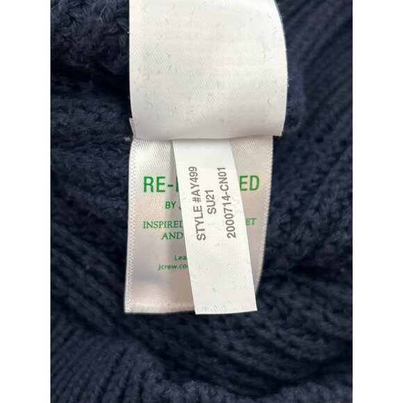 J. Crew Knit Sweater Womens M Crew Neck Cotton Navy White Striped - Picture 11 of 12